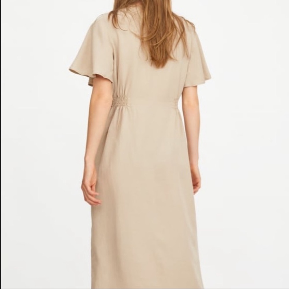 Zara Button Down Flutter Sleeves Midi Dress Mediu… - image 3